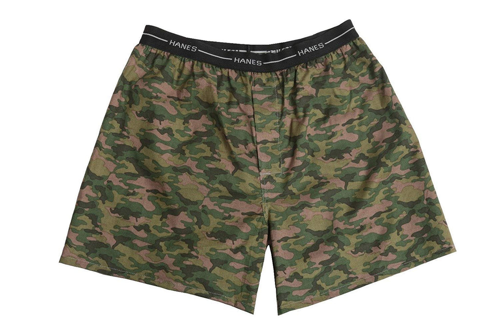 Hanes Red Label Men's 4-Pack Exposed Waistband Woven Camo Boxers