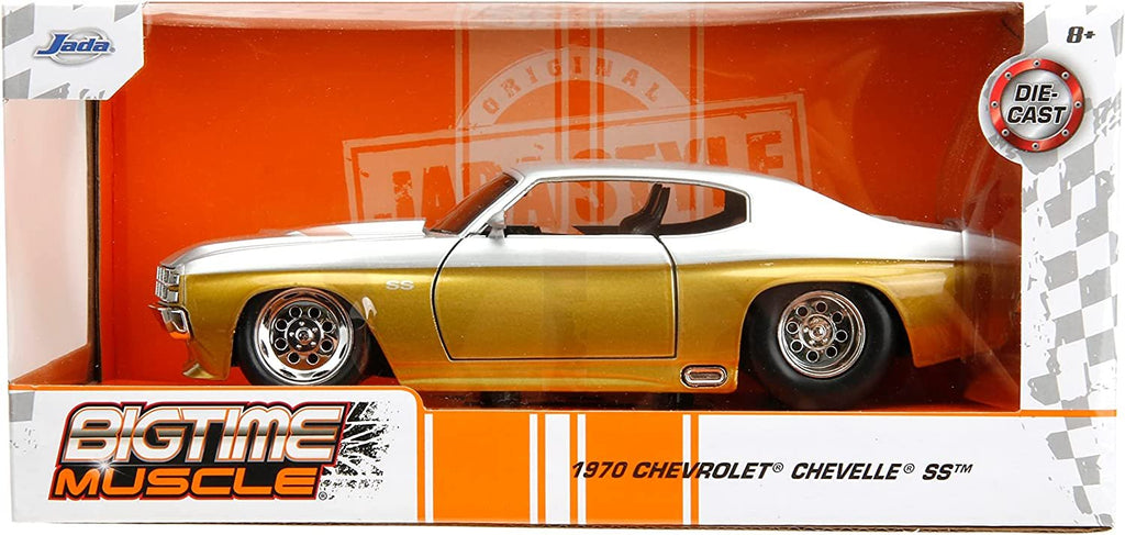 Big Time Muscle 1:24 1971 Chevy Chevelle SS Die-cast Car Silver/Gold, Toys for Kids and Adults