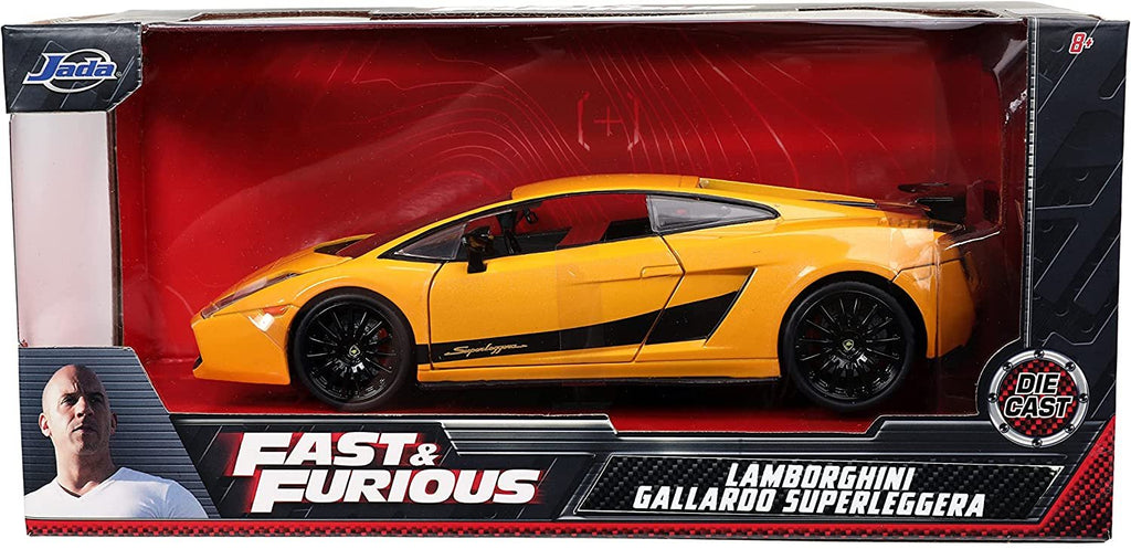 Jada Toys Fast & Furious 1:24 Lamborghini Gallardo Superleggera Die-cast Car Yellow, Toys for Kids and Adults