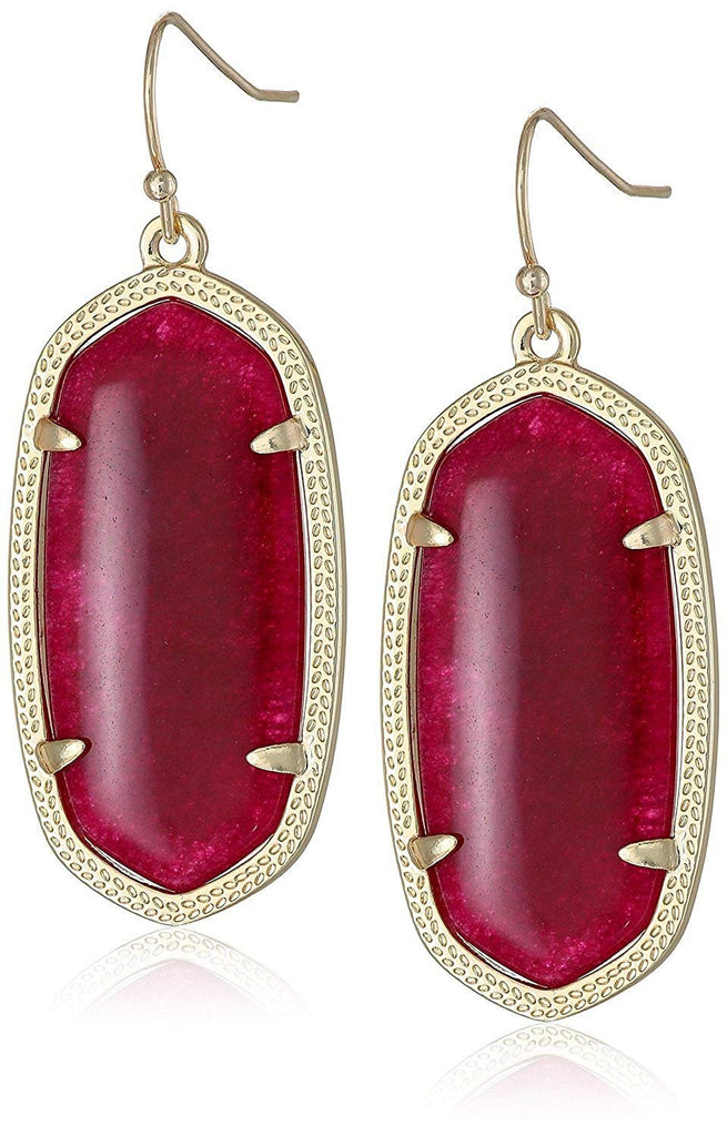 Kendra Scott Signature Elle Earrings in Gold Plated and Maroon Jade