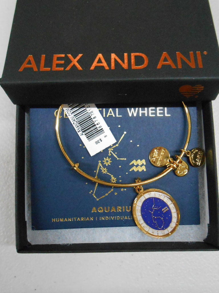 Alex and Ani AQUARIUS Celestial Wheel Expandable Wire Bracelet GOLD NWTB&C