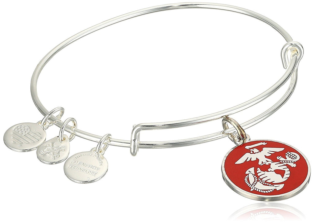 Alex and Ani Armed Forces US Marine Corps, Expandable Wire Bangle Charm Bracelet