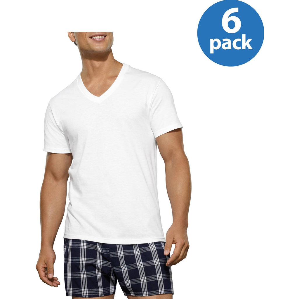 Fruit of the Loom Men's Vneck Tshirts 6-Pack Vnecks White or Assorted 2X-3X