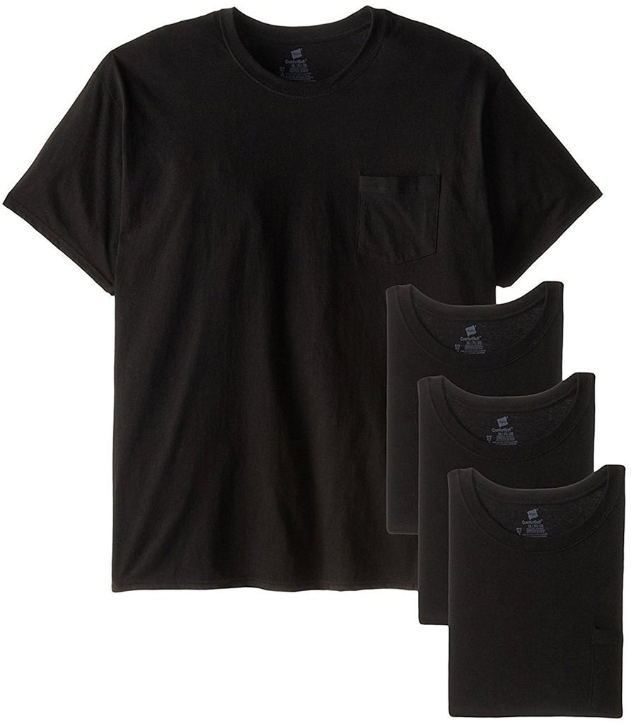 Hanes Mens 4-Pack Tagless Pocket T's Black Slightly Imperfect XL