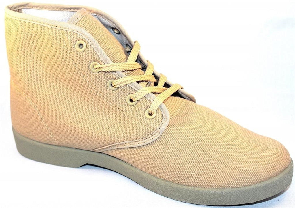 Zig Zag Mens Beige Canvas Hi-Top Canvas Chukka