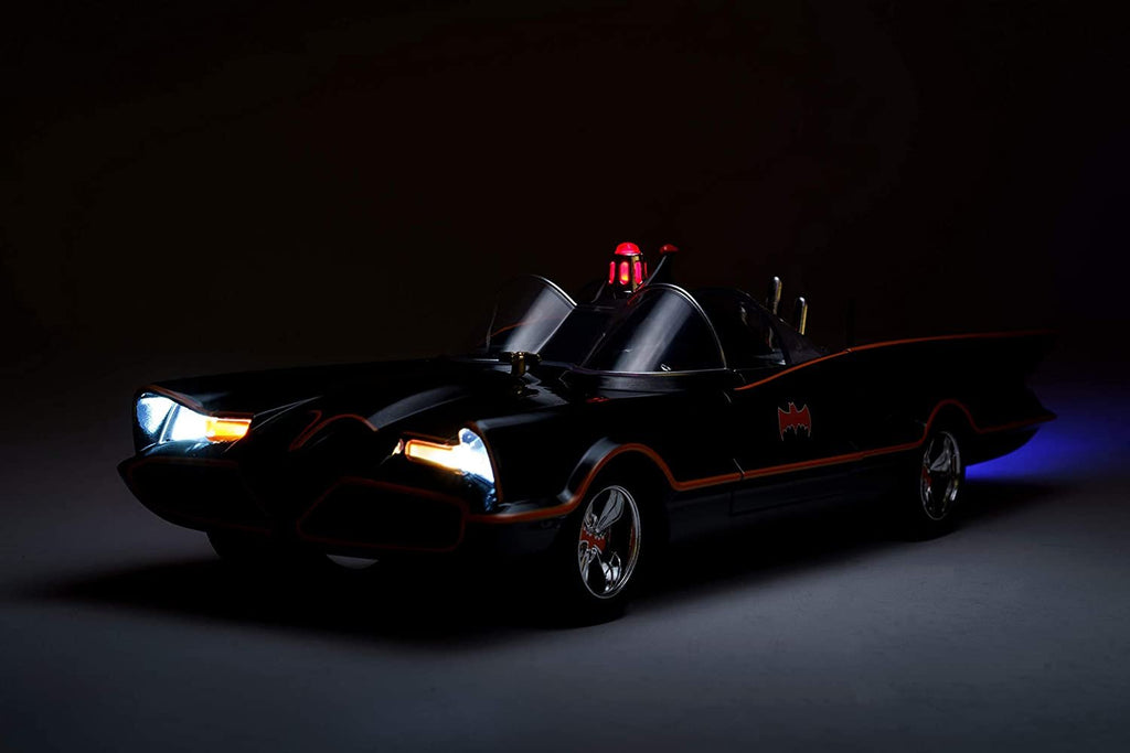 Jada 98625 DC Comics Classic TV Series Batmobile Die-cast Car, 1:18 Scale Vehicle & 3" Batman & Robin Collectible Figurine 100% Metal, Black