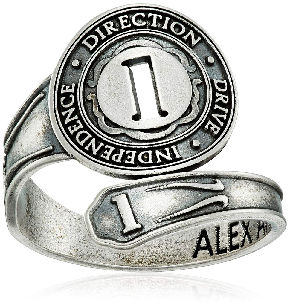 Alex and Ani "Numerology" Number, Sterling Silver Spoon Ring, Size 7-9