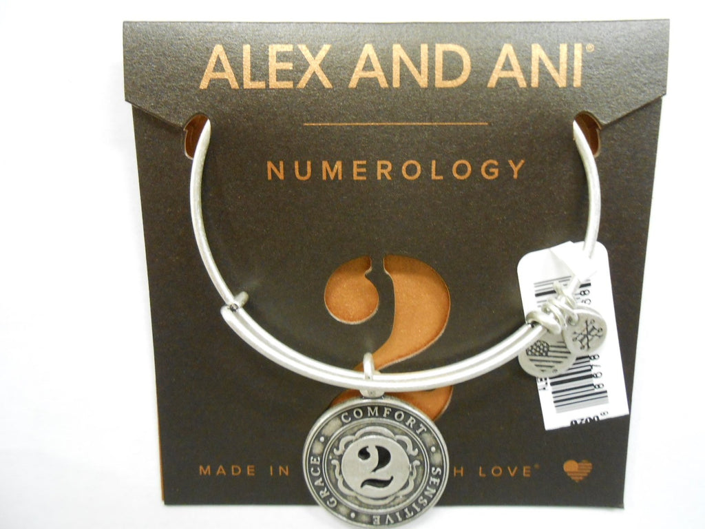 Alex and Ani Numerology Number, Expandable Wire Bangle Charm Bracelet