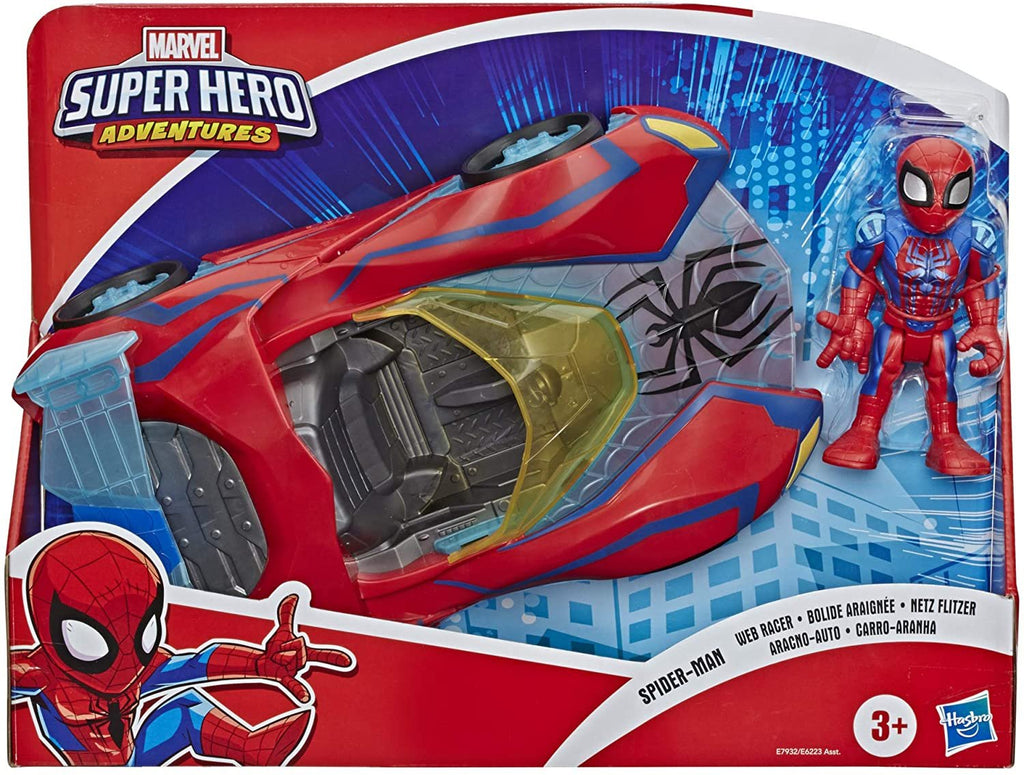 Super Hero Adventures Playskool Heroes Marvel Spider-Man Web Racer, 5-Inch Figure and Vehicle Set, Collectible Toys for Kids Ages 3 and Up