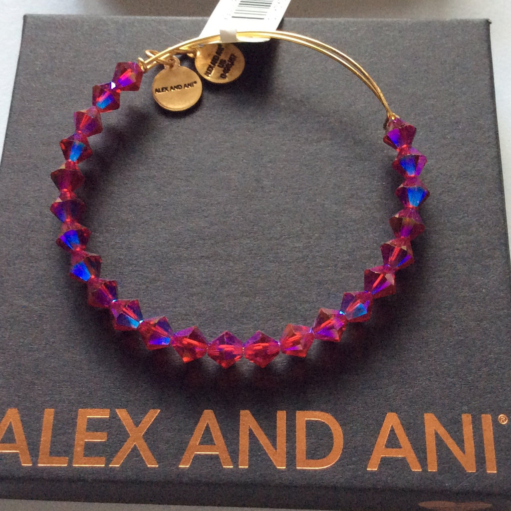 Alex and Ani Berry Bangle Bracelet Shiny Gold Tag Box Card