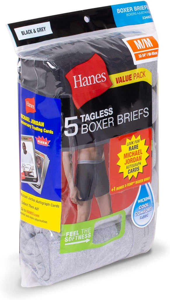 Hanes Mens Jordan Collector Boxer Brief with Comfort Flex 6-Pack (2349E6)