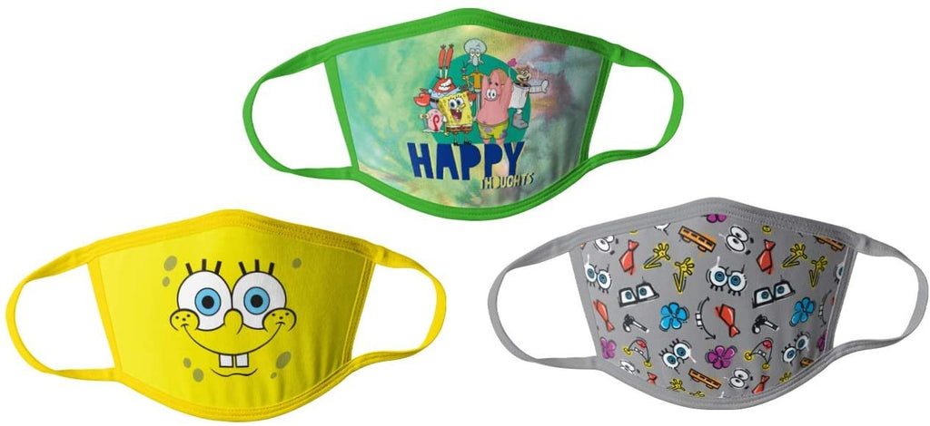 Spongebob Kids Cloth Face Masks Pack of 3 Multipack Washable Reusable Non-Medical