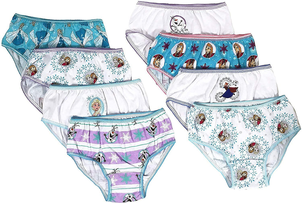 Disney Frozen Girls Panties Underwear - 8-Pack Toddler/Little Kid/Big Kid Size Briefs Princess Elsa Anna