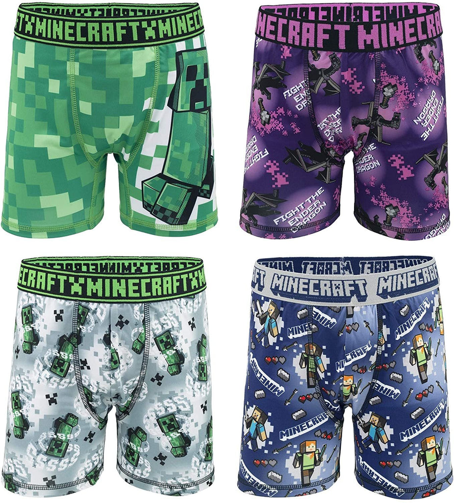 Minecraft Boys Athletic Boxer Briefs - 4-Pack Underwear Spandex Comfortable (8)