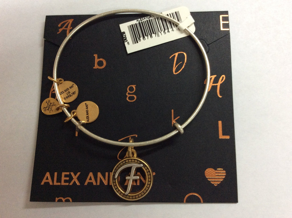 Alex and Ani Women's Initial F Charm Bangle Two-Tone One Size