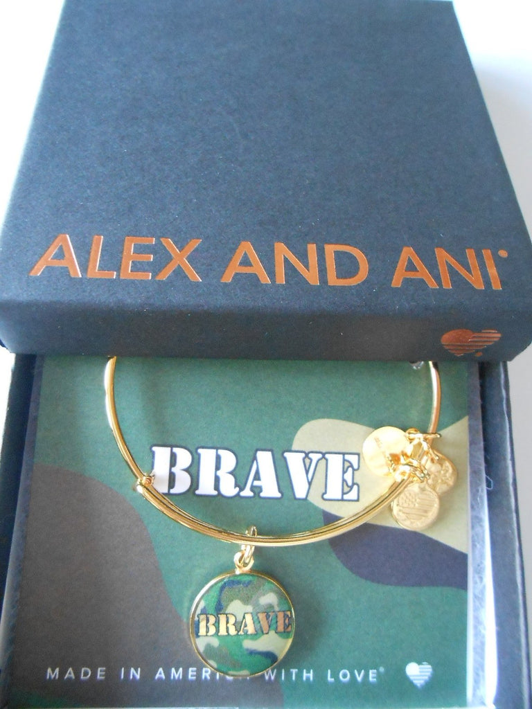 Alex and Ani Armed Forces Brave, Expandable Wire Bangle Charm Bracelet