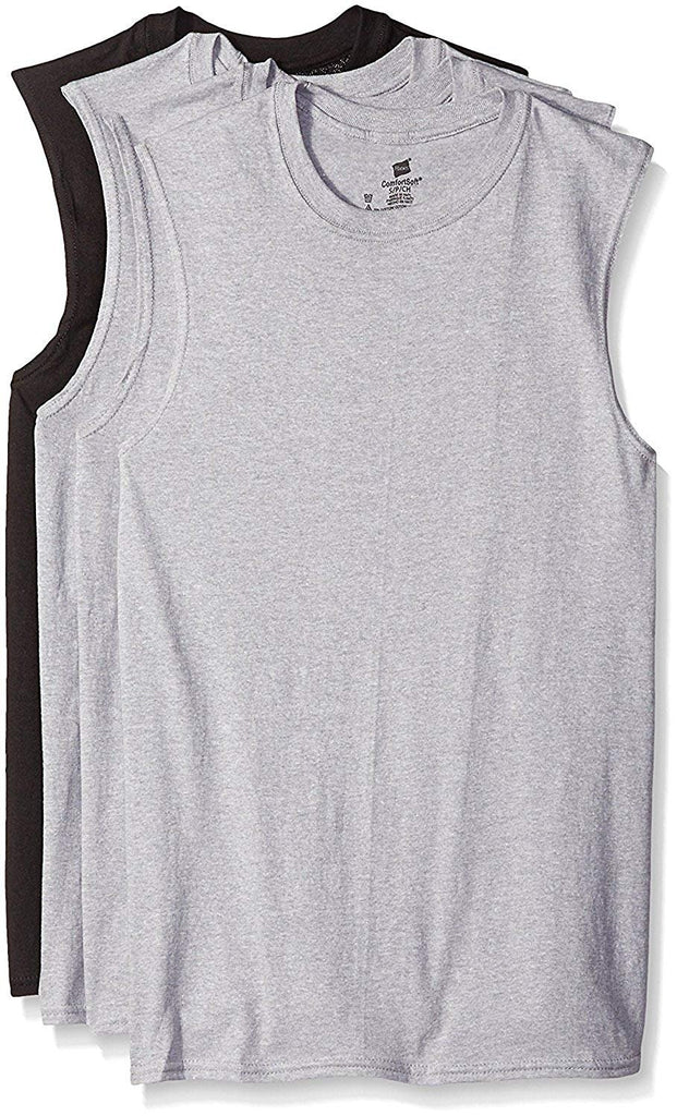 Hanes Men's Sport Cool Dri Sleeveless T-Shirt 4-Pack (Black & Grey Muscle Crew, XX-Large)