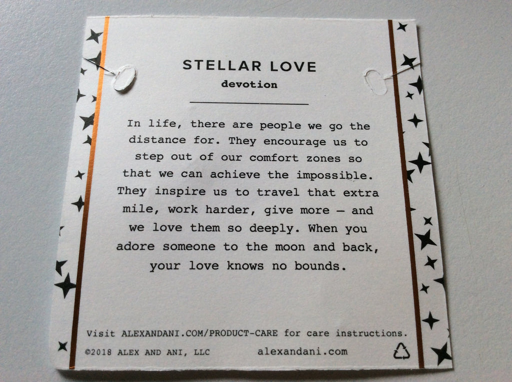 Alex and Ani Stellar Love II Bangle Bracelet Shiny Gold Tag Box Card