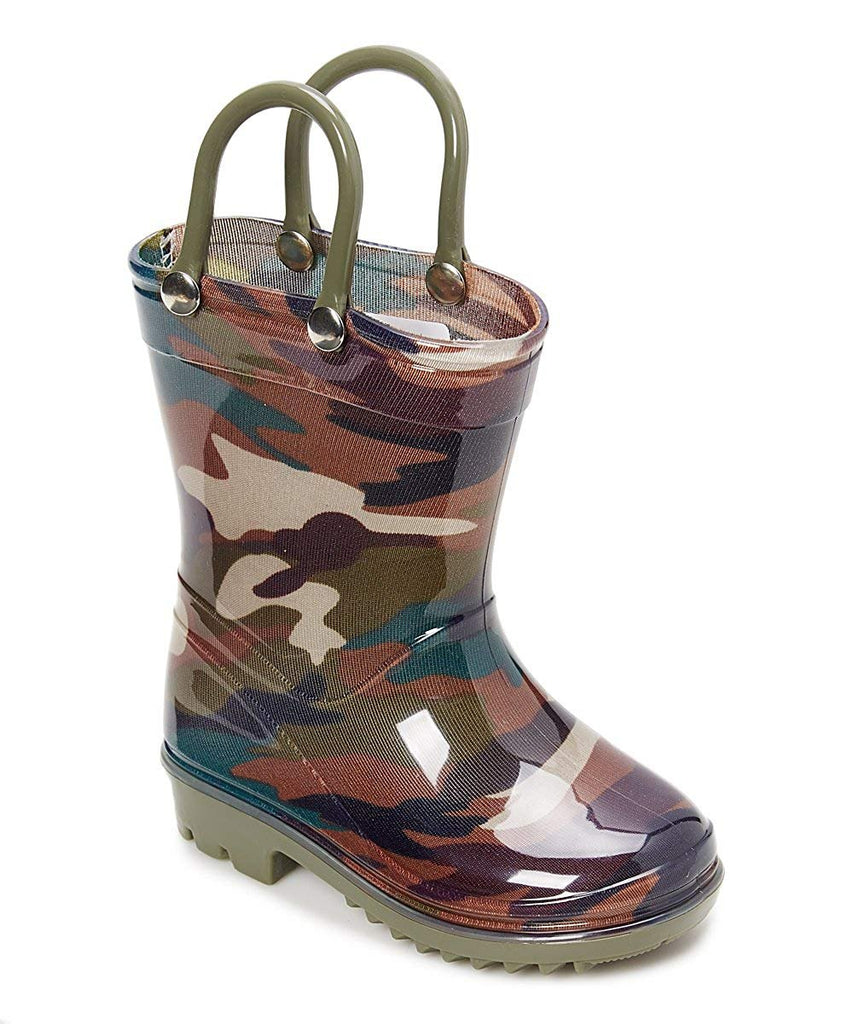 Storm Kidz Kids Boys Camo Rainboots Toddler/Little Kid/Big Kid Sizes Green Gray Blue Camouflage with Handles