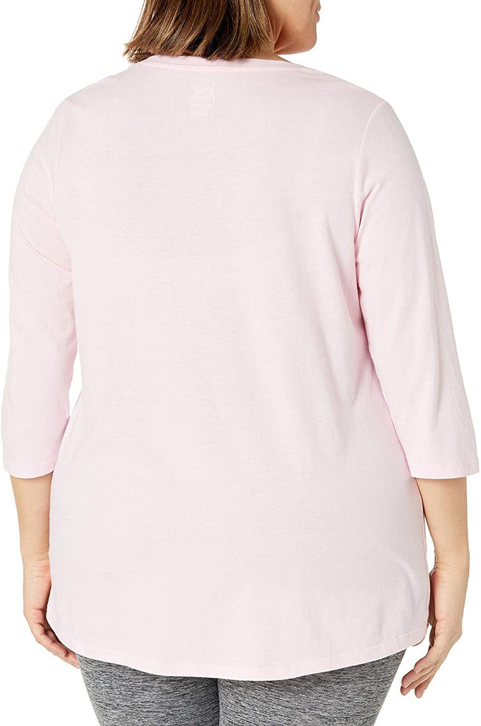 JUST MY SIZE Size Women's Plus Sizeflowy 3/4 Sleeve V-Neck Top