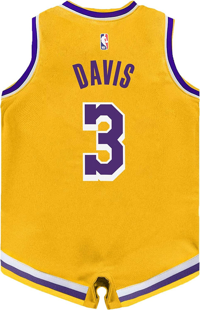 Outerstuff Anthony Davis Los Angeles Lakers #3 Infants Yellow Icon Edition Bodysuit Romper Jersey