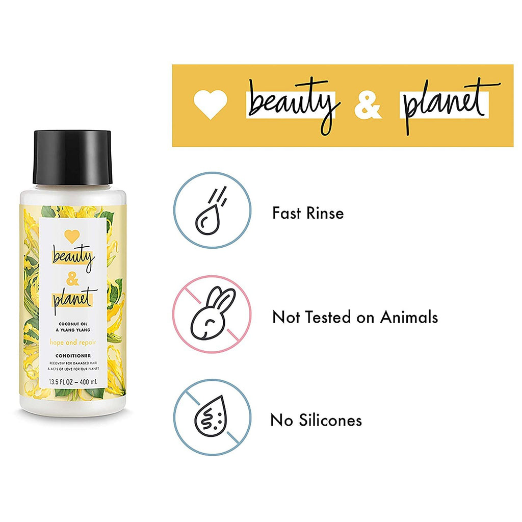 Love Beauty And Planet Shampoo and Conditioner for Damaged Hair Coconut Oil and Ylang Ylang 13.5 oz, 2 count