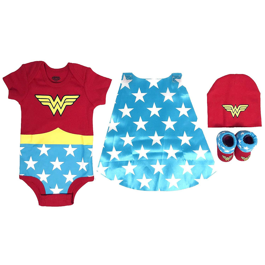 DC Comics Baby Girl's Superman, Wonder Woman, Flash, Batman 3-pc Set in Gift Box Baby Costume