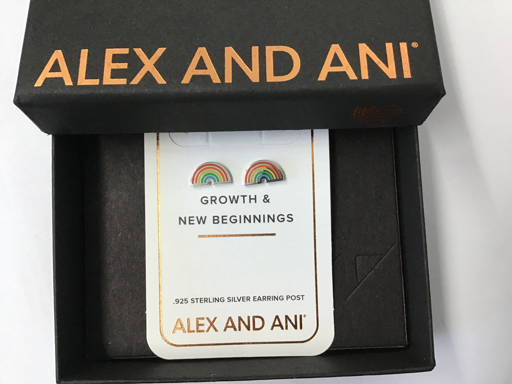 Alex and Ani Color Infusion Rainbow Stud Earrings Silver One Size