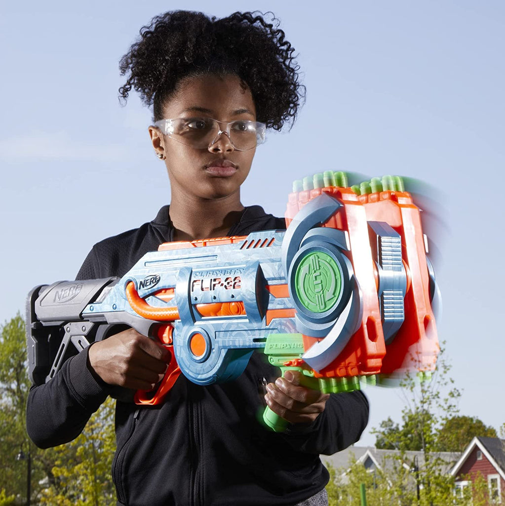 NERF Elite 2.0 Flipshots Flip-32 Blaster, Rotating Dart Barrels, 32-Dart Capacity, 32 Elite Darts, Toy Foam Blasters, Kids Outdoor Games & Toys for Boys & Girls