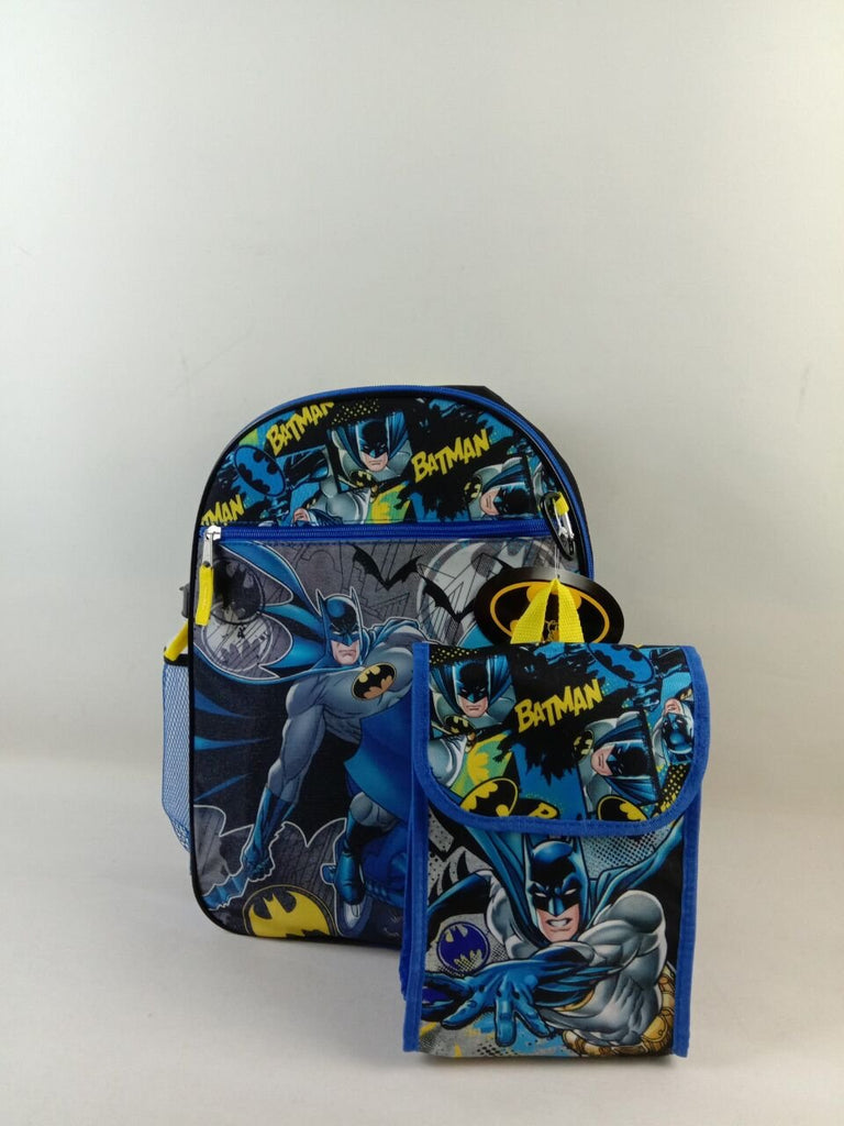 Batman Backpack, Lunch Bag, Water Bottle 5-Piece Combo Set