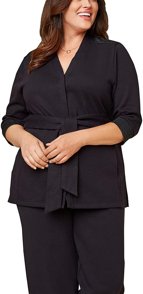 Seek No Further by Fruit of the Loom Women's Plus Size Â¾ Sleeve Stretch Tie Jacket