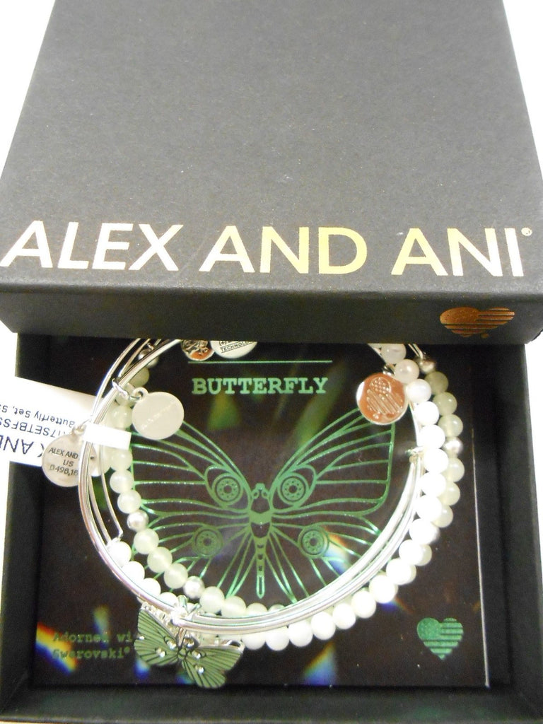 Alex and Ani Butterfly Set of 3 Rafaelian Silver Bangle Bracelet