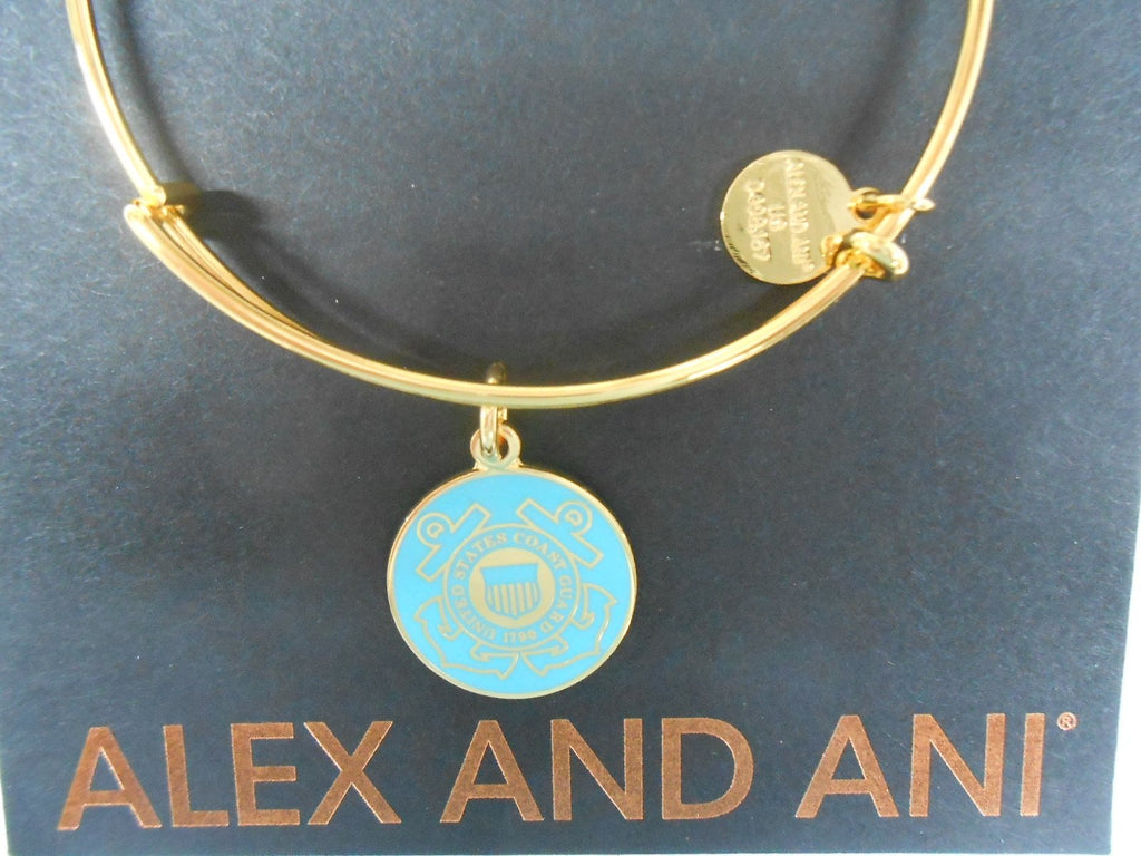 Alex and Ani US COAST GUARD Expandable Bangle Bracelet Yellow Gold Finish NWTBC