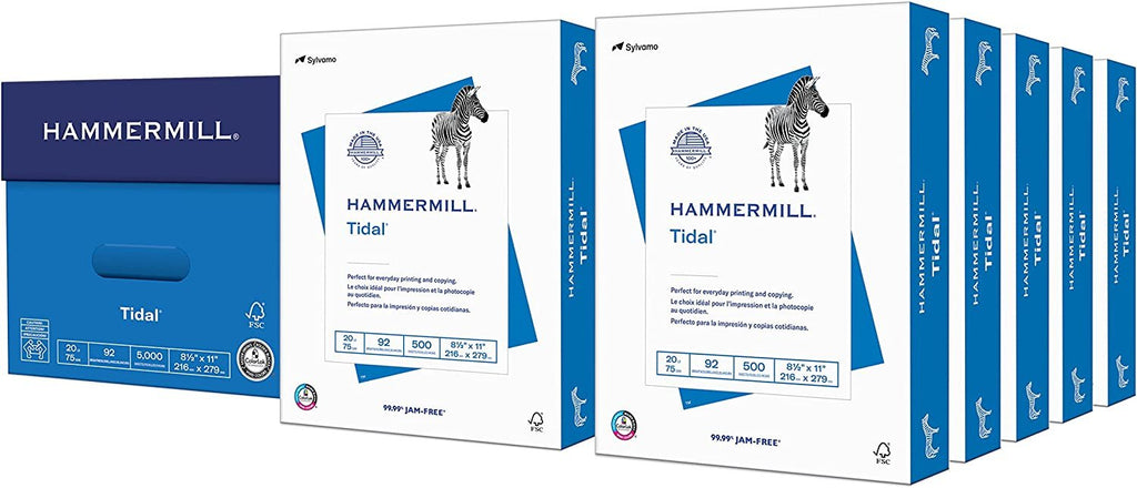 Hammermill Printer Paper, Tidal 20 lb Copy Paper, 8.5 x 11 - 10 Ream (5,000 Sheets) - 92 Bright, Made in the USA, 162008C