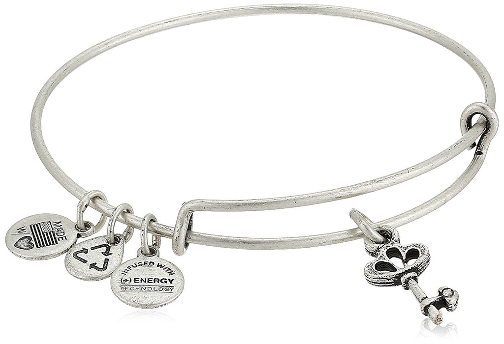 Alex and Ani Women's Skeleton Key Charm Bangle Rafaelian Silver Finish One Size