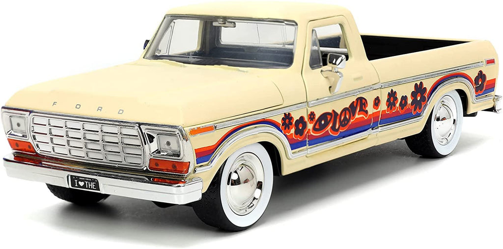 Compatible with 1979 Ford F-150 Pickup Truck Cream I Love 70's 1/24 Diecast Model Car by Jada 31609