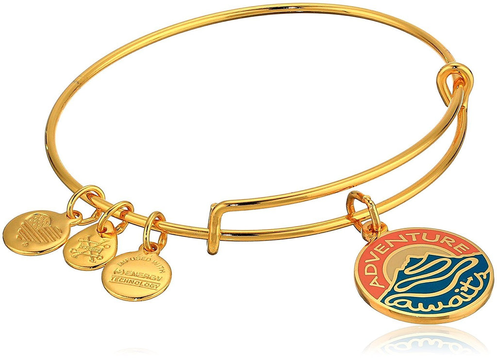 Alex and Ani Women's Words are Powerful, Adventure Awaits Bracelet, Shiny Gold, Expandable