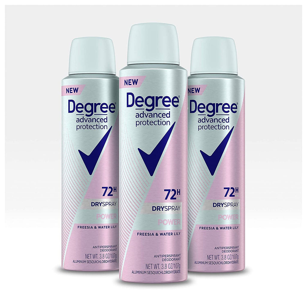 DEGREE WOMENS DEO Advanced Protection Antiperspirant Deodorant Spray 72 HR Wetness Protection Power Strongest Antiperspirant Spray for Excessive Armpit Sweat 3.8 oz 3 Count