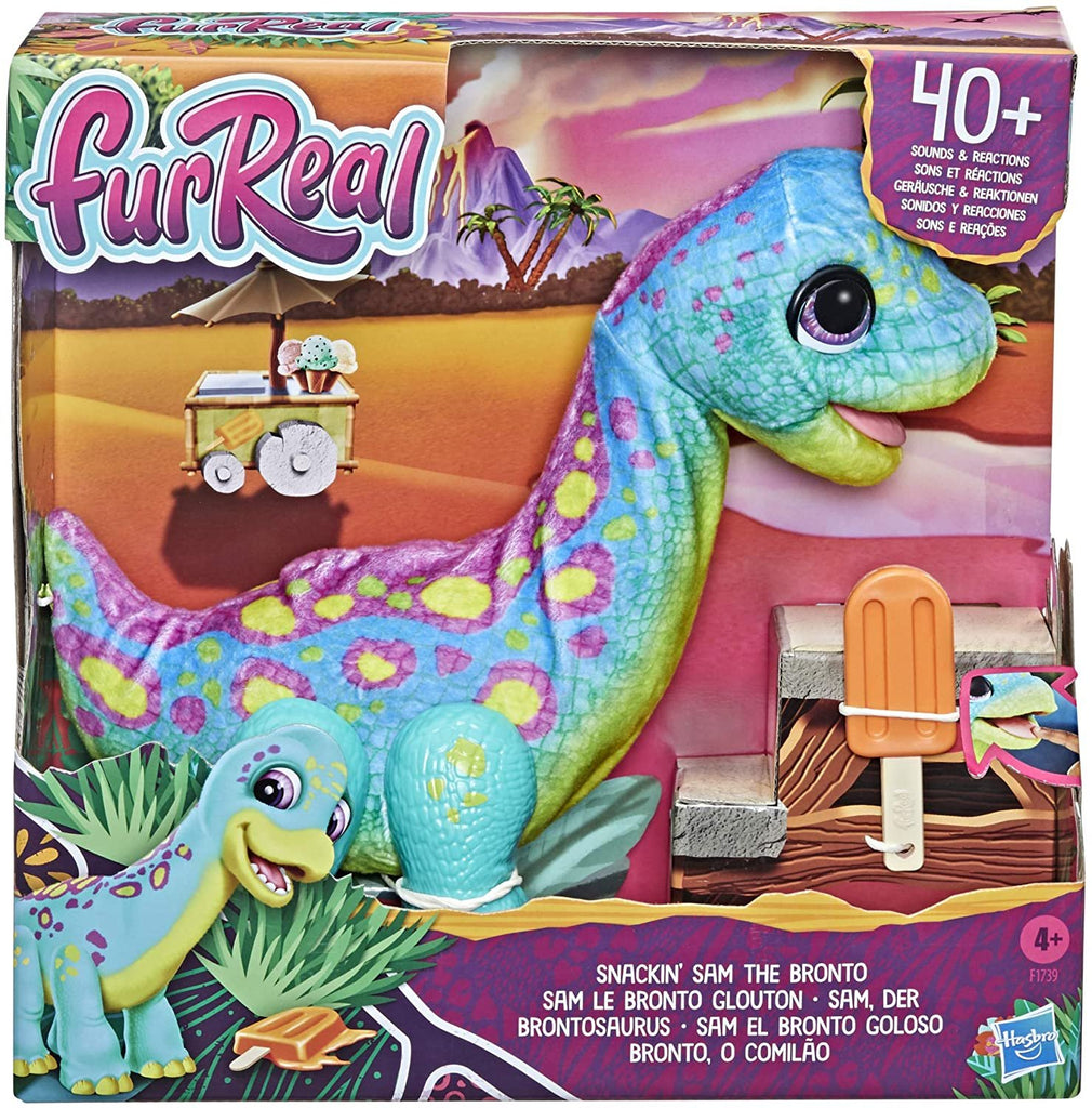 FurReal Snackin’ Sam The Bronto Interactive Animatronic Plush Toy, 40+ Sounds and Reactions, Ages 4 and up