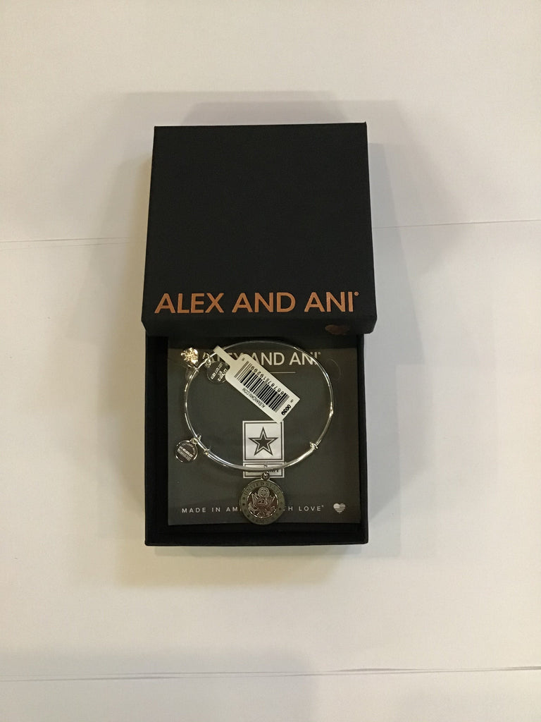 Alex and Ani US Army II Bangle Bracelet, Shiny Silver, one Size (AS20ARMYSS)