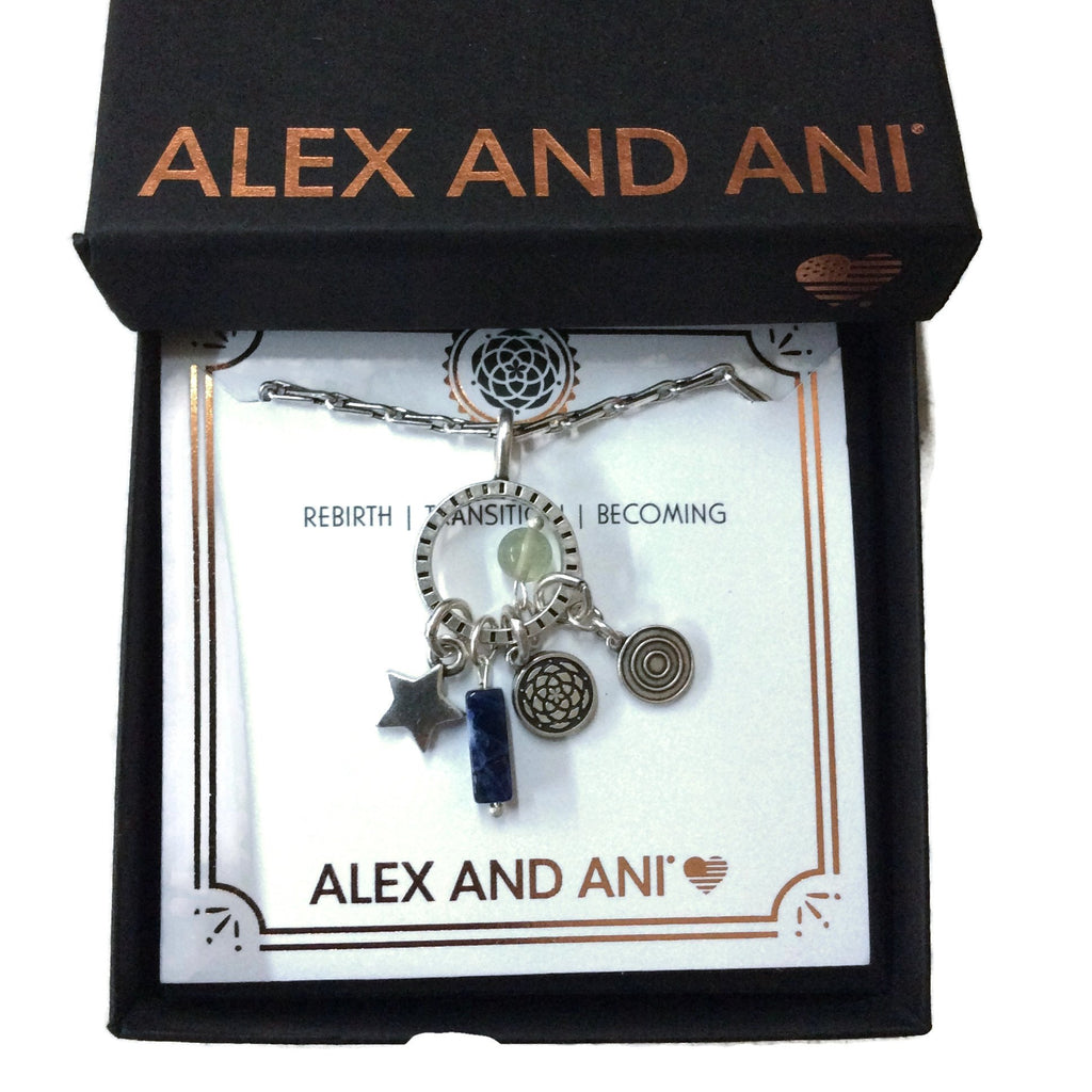 Alex and Ani Women's New Beginnings Cluster 30 in. Adjustable Necklace, Rafaelian Silver