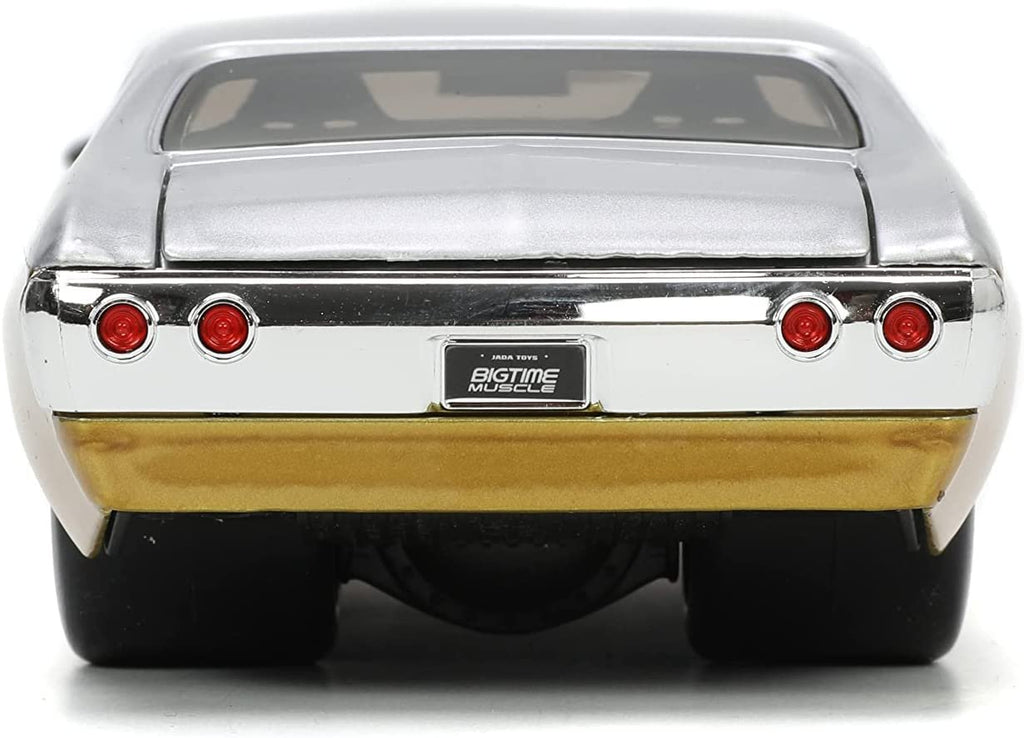 Big Time Muscle 1:24 1971 Chevy Chevelle SS Die-cast Car Silver/Gold, Toys for Kids and Adults