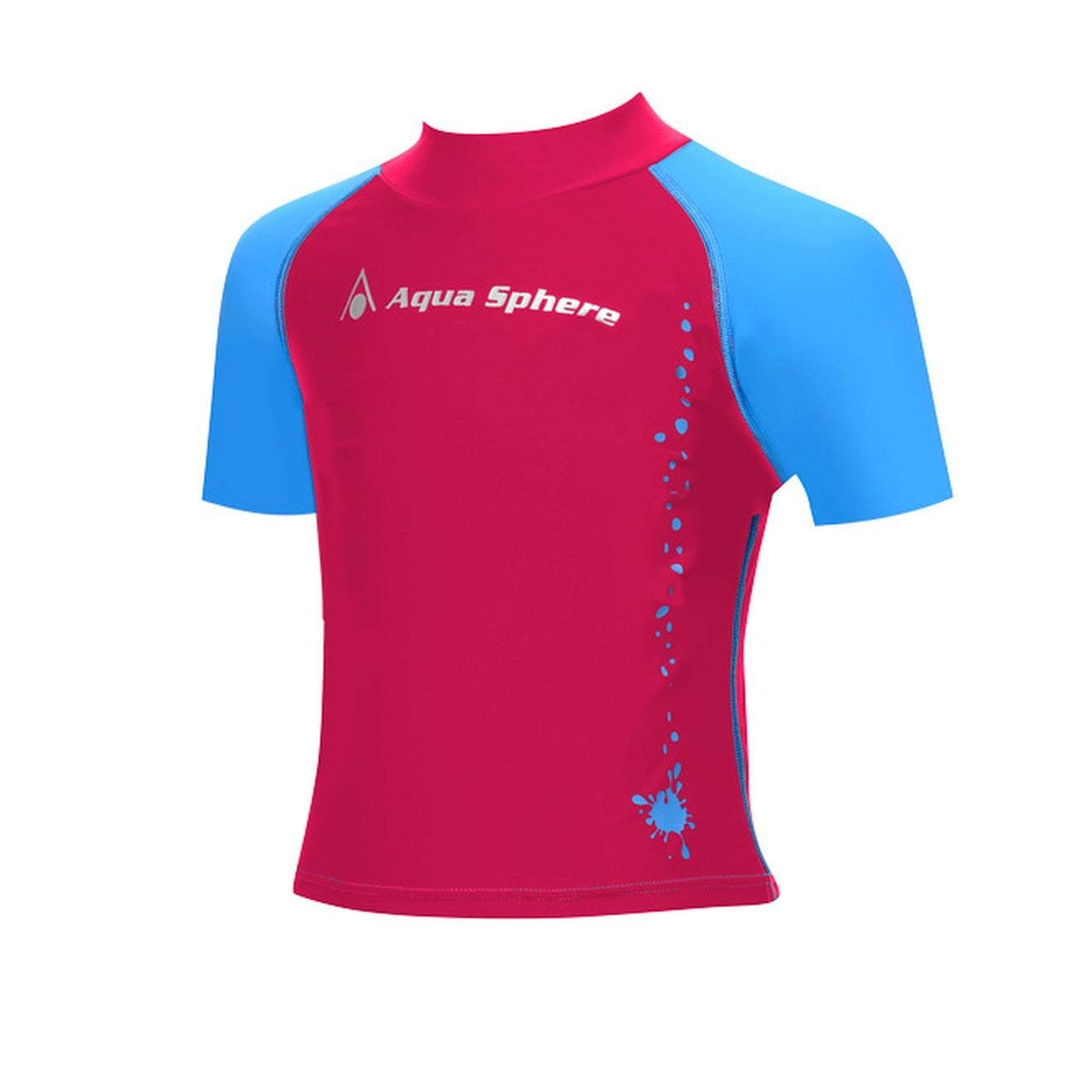 Aqua Sphere Short Sleeve Girls Rashguard Red/Blue 10Y