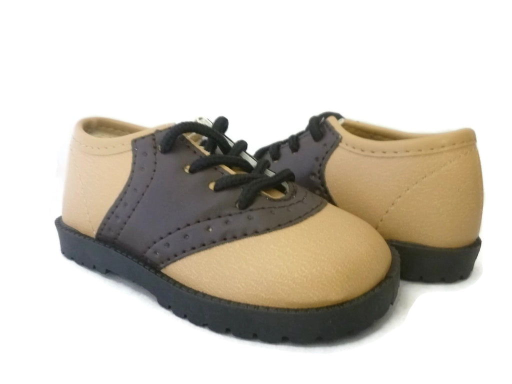 Pitter Patter Brown and Beige Saddle Shoes Laces Infant/Toddler Sizes 1-10 NEW