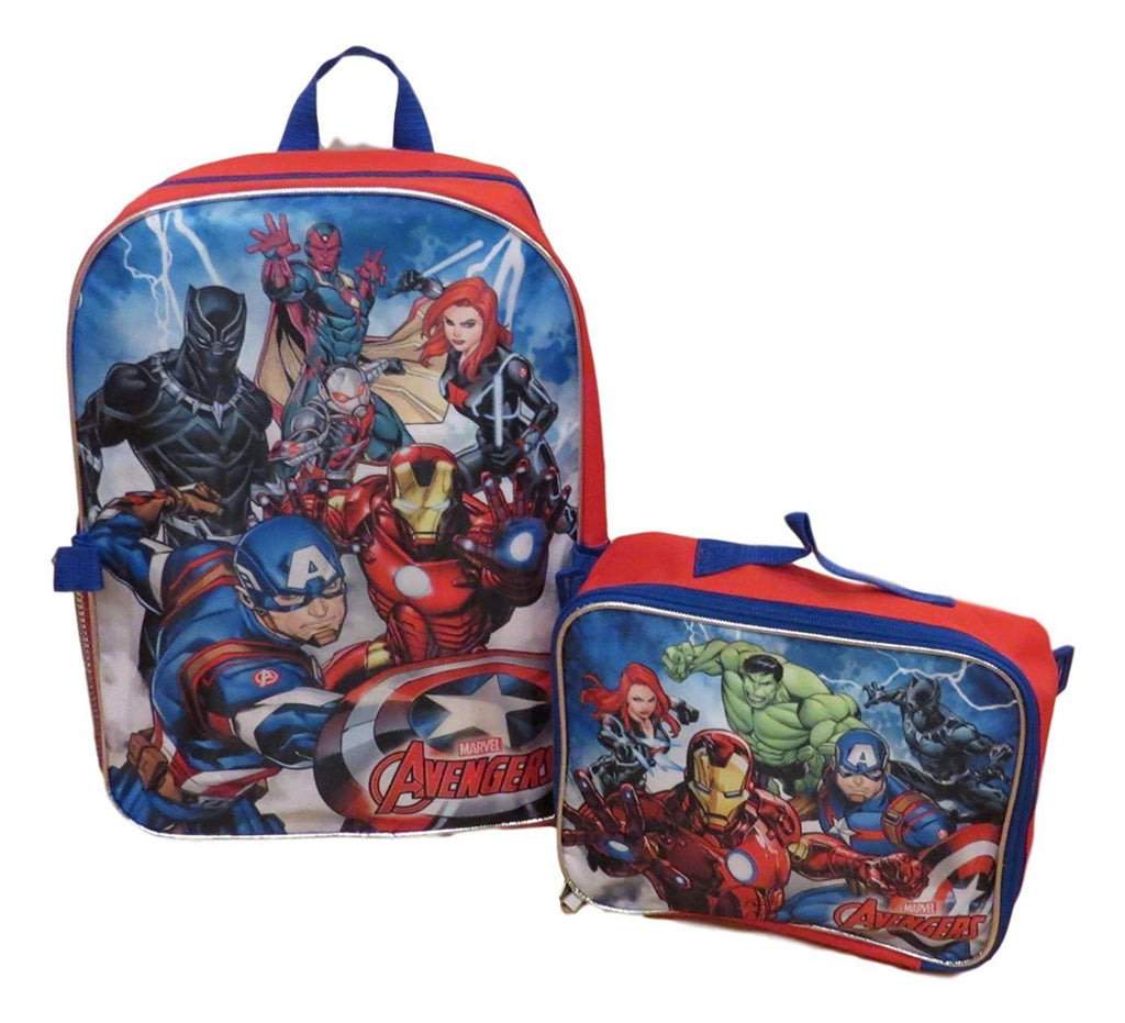 Marvel Avengers 16" Backpack With Detachable Matching Lunch Box Featuring Ant-Man, Black Panther and Other Super Heros