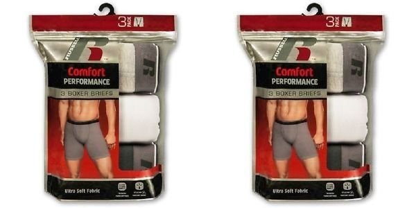 NEW RUSSELL COMFORT PERFORMANCE MEN'S 3 OR 6 PACK BOXER BRIEFS S-2X SPANDEX!