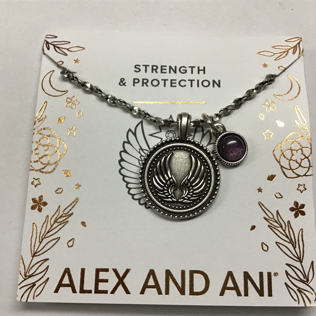 Alex and Ani Guardian Angel Duo Charm Adjustable Necklace Silver One Size, Rafaelian Silver (A20ENGA33RS)