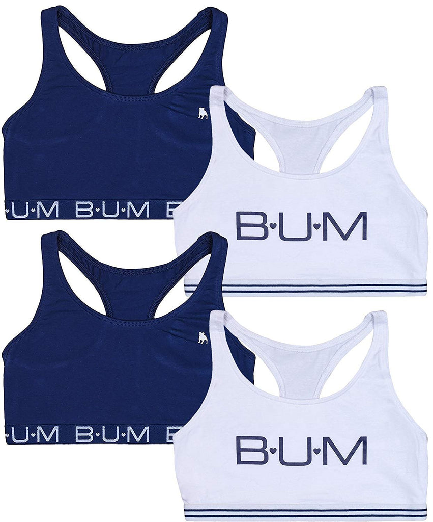 B.U.M. Equipment Girls Racerback Sports Bra, 4 Pack