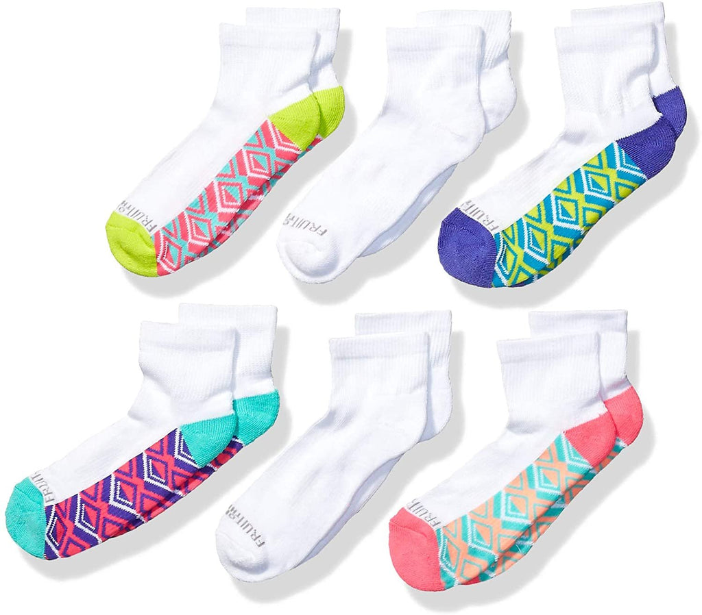 Fruit of the Loom Girls' 6-Pair Everyday Active Ankle Socks