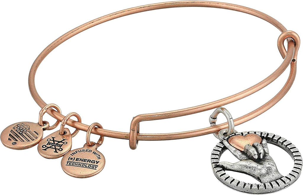 Alex and Ani Women's Love Sign Language Two-Tone Bangle Bracelet